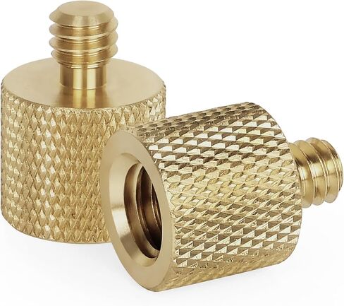 Anwenk Standard 3/8"-16 Female to 1/4"-20 Male Tripod Thread Reducer Screw Adapter (Brass) Precision Made (2 Pack) in Saudi Arabia