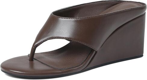 AMINUGAL Wedge Flip Flops Sandals for Women Trendy Dressy Summer | Wedges Heels for Women Chunky Heel Open Round Toe Slides Cute Beach Slip On Thong Sandals for Ladies Y2K Trendy Dressy in Saudi Arabia