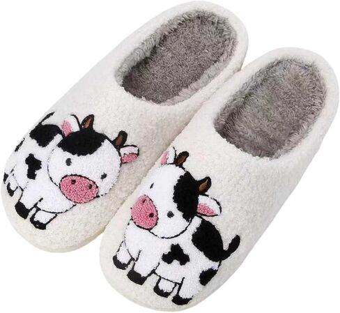 Womens Animal Design Bedroom Slippers For House Elastic Comfy Retro Memory Foam Fuzzy Soft Plush Winter Wool Warm Anti-Skid Sole Lined Indoor Outdoor Home Mens Slip-On Cat Dog Shoes in Kuwait
