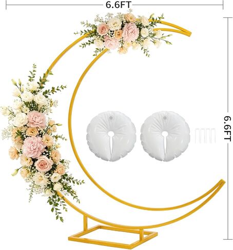 Moon Shape Wedding Gold Metal Arch Backdrop Flower Balloon Arbors Stand for Wedding Birthday Party, Baby Shower and Graduation Decorations in Saudi Arabia
