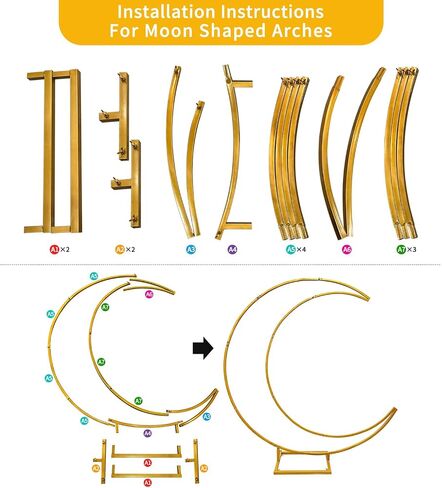 Moon Shape Wedding Gold Metal Arch Backdrop Flower Balloon Arbors Stand for Wedding Birthday Party, Baby Shower and Graduation Decorations in Saudi Arabia