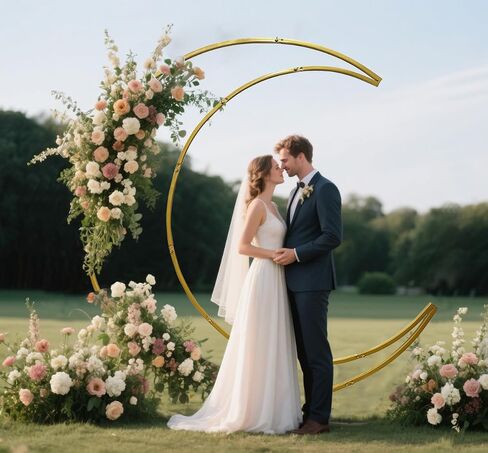 Moon Shape Wedding Gold Metal Arch Backdrop Flower Balloon Arbors Stand for Wedding Birthday Party, Baby Shower and Graduation Decorations in Saudi Arabia