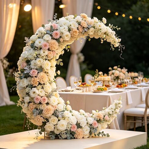 Moon Shape Wedding Gold Metal Arch Backdrop Flower Balloon Arbors Stand for Wedding Birthday Party, Baby Shower and Graduation Decorations in Saudi Arabia