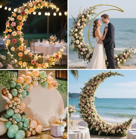 Moon Shape Wedding Gold Metal Arch Backdrop Flower Balloon Arbors Stand for Wedding Birthday Party, Baby Shower and Graduation Decorations in Saudi Arabia