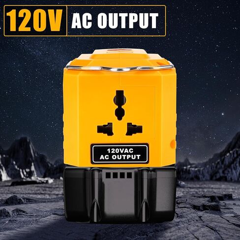 Power Inverter for Dewalt 20V MAX Li-ion Battery, 20V to 120V Adapter with USB Port, Type-C Port and 280LM LED Light, 200W DC to AC Voltage Converter for Camping Emergency(Tool Only) in Saudi Arabia
