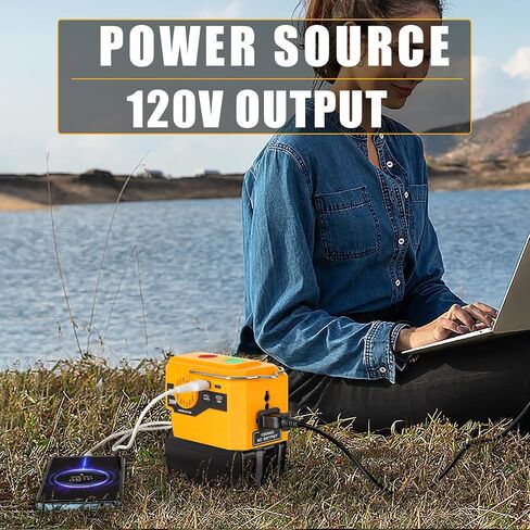 Power Inverter for Dewalt 20V MAX Li-ion Battery, 20V to 120V Adapter with USB Port, Type-C Port and 280LM LED Light, 200W DC to AC Voltage Converter for Camping Emergency(Tool Only) in Saudi Arabia