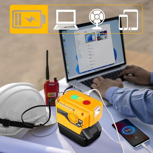 Power Inverter for Dewalt 20V MAX Li-ion Battery, 20V to 120V Adapter with USB Port, Type-C Port and 280LM LED Light, 200W DC to AC Voltage Converter for Camping Emergency(Tool Only) in Saudi Arabia