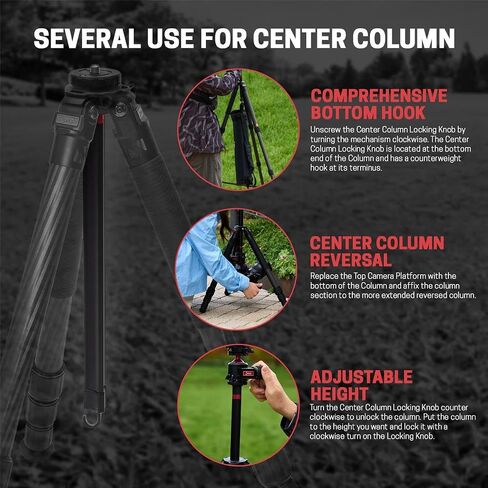 3Pod Everest T3 4-Section Carbon Fiber Tripod for Camera, Compact Travel Tripod, Reversible Center Column for Low Angle Photography in Saudi Arabia