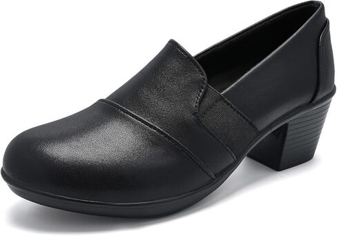 Loafers for Women & Slip-Ons, Chunky High Heel Pumps, Vegan Leather Non-Slip Comfortable Casual Dressy Office Work Shoes in Kuwait