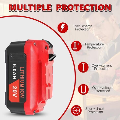 Upgraded 2-Packs Replacing 6.0 Ah Battery Compatible for Craftsman 20v Battery Compatible with Craftsman CMCB204, CMCB204, CMCB206, CMCB202, CMCB201 20V Cordless Power Tools High Performance in Saudi Arabia