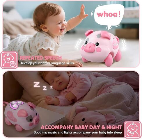 Baby Toy 6-12 Months, Musical Piggy Baby Crawling Toys with Light | 6 Month Old Baby Toys for Tummy Time Development, Early Learning Educational Toys, Birthday Gifts for Boys Girls 6-12 Month in Kuwait