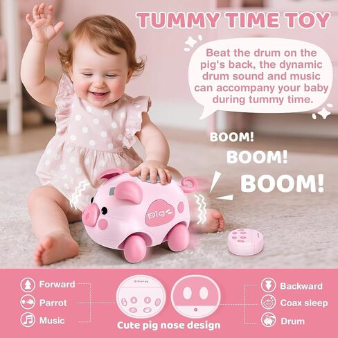 Baby Toy 6-12 Months, Musical Piggy Baby Crawling Toys with Light | 6 Month Old Baby Toys for Tummy Time Development, Early Learning Educational Toys, Birthday Gifts for Boys Girls 6-12 Month in Kuwait