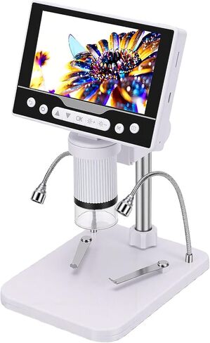 Diydeg Coinn Microscope, 1000X Digital Microscope with 8 Adjustable LED Lights and 5 Inch 1080P HD Screen, Rechargeable coinn Magnifier for Collectors, Jewelers and Students in Kuwait