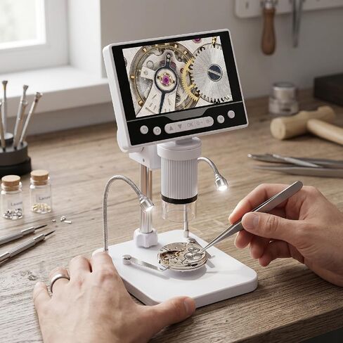 Diydeg Coinn Microscope, 1000X Digital Microscope with 8 Adjustable LED Lights and 5 Inch 1080P HD Screen, Rechargeable coinn Magnifier for Collectors, Jewelers and Students in Kuwait