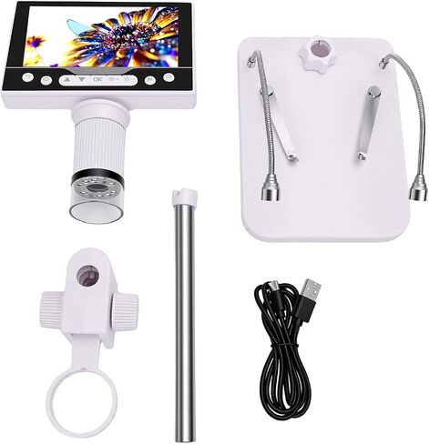 Diydeg Coinn Microscope, 1000X Digital Microscope with 8 Adjustable LED Lights and 5 Inch 1080P HD Screen, Rechargeable coinn Magnifier for Collectors, Jewelers and Students in Kuwait