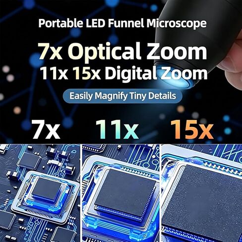 Digital Coin Magnifier Handheld Inspection Microscope with 7X 11x 15x Optical Zoom LCD Display White Uv Light Photo Video Capture for Material Analysis and Collectible Inspection in Saudi Arabia