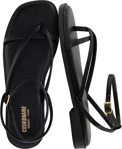 CUSHIONAIRE Women's Vida strappy flat sandal +Memory Foam and Wide Widths Available in Saudi Arabia