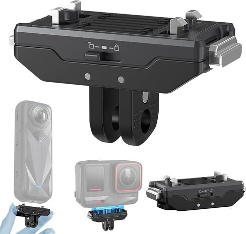 Ace Pro 2 Quick Release Mount, Snap-On Lightweight Aluminum Alloy Magnetic 2 Prong Mount and 1/4 Thread Compatible with Insta360 X5/X4 Air/Ace Pro, Metal Base Plate Adapter for Action Camera in Kuwait