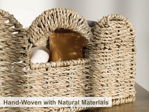 StorageWorks Scalloped Wicker Basket, Hand-woven Rattan Baskets with Built-in Handles, Seagrass Basket for Organizing and Decor, 2 Pack | Woven Baskets for Storage, Wicker Storage Baskets for Shelves, Large Wicker Basket, Shelf Basket with Handles, 2 Pack in Saudi Arabia