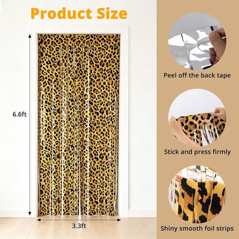 2 Pack Cheetah Print Backdrop, Leopard Party Decorations, Jungle Safari Cheetah Curtains with Fringe, 3.3×6.6ft Foil Backdrop for Cheetah Print Birthday & Graduation, Photo Booth & Party Entrance in Kuwait