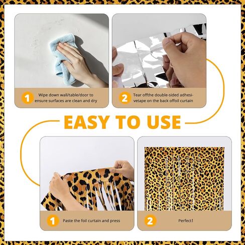 2 Pack Cheetah Print Backdrop, Leopard Party Decorations, Jungle Safari Cheetah Curtains with Fringe, 3.3×6.6ft Foil Backdrop for Cheetah Print Birthday & Graduation, Photo Booth & Party Entrance in Kuwait