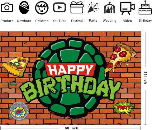 Cartoon for Turtles Happy Birthday Backdrop Birthday Party Supplies Kawaii Background for Boys Girls,Happy Birthday Banner Backdrop for Kids Party Decorations(5x3ft). in Saudi Arabia
