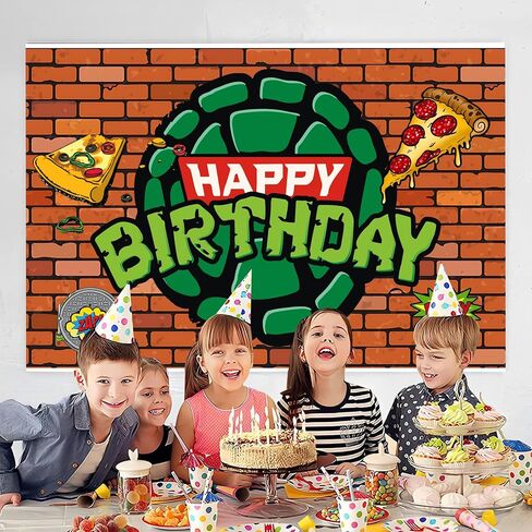 Cartoon for Turtles Happy Birthday Backdrop Birthday Party Supplies Kawaii Background for Boys Girls,Happy Birthday Banner Backdrop for Kids Party Decorations(5x3ft). in Saudi Arabia