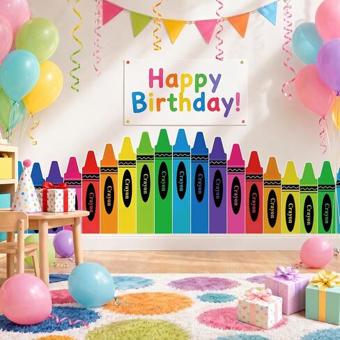 9.8 ft Rainbow Crayon Classroom Wall Decor Fabric Cuttable Fabric Backdrop for Preschool Kindergarten Graduation with Adhesive Dots Crayon Themed Decorations for Daycare, End of Year & Back to School in Saudi Arabia