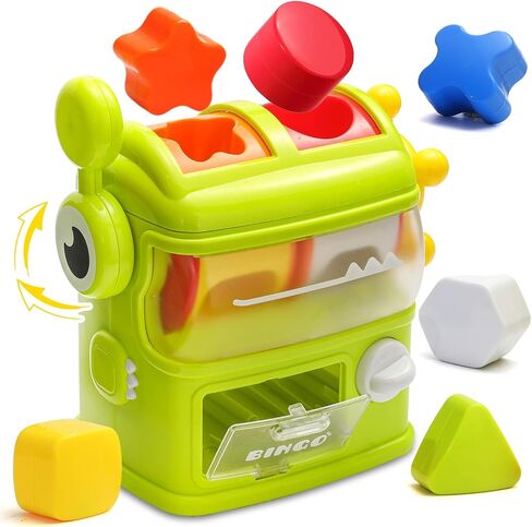 Shape Sorter Toys for Kids 1 2 3 Years Old, Sensory Learning Montessori Toy | Green, Interactive, Color Matching & Sorting, Learning STEM Toy for Boys Girls Birthday Gift in Saudi Arabia