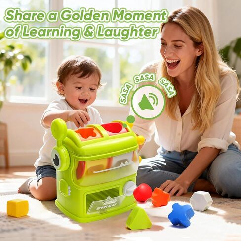 Shape Sorter Toys for Kids 1 2 3 Years Old, Sensory Learning Montessori Toy | Green, Interactive, Color Matching & Sorting, Learning STEM Toy for Boys Girls Birthday Gift in Saudi Arabia