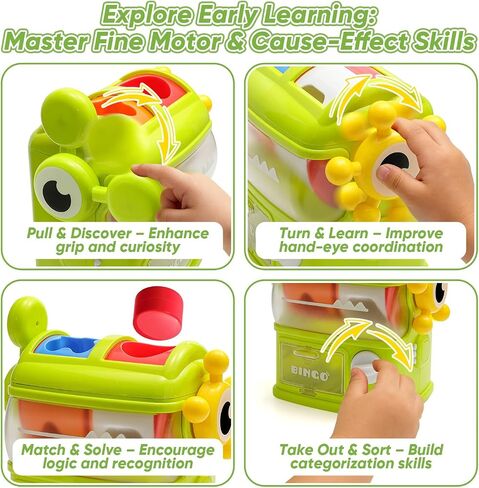 Shape Sorter Toys for Kids 1 2 3 Years Old, Sensory Learning Montessori Toy | Green, Interactive, Color Matching & Sorting, Learning STEM Toy for Boys Girls Birthday Gift in Saudi Arabia