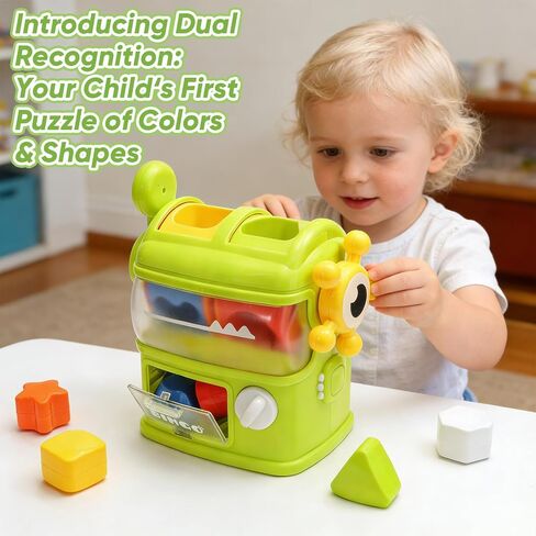 Shape Sorter Toys for Kids 1 2 3 Years Old, Sensory Learning Montessori Toy | Green, Interactive, Color Matching & Sorting, Learning STEM Toy for Boys Girls Birthday Gift in Saudi Arabia