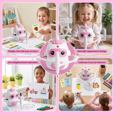 Unicorn Drawing Robot for Kids with150 Educational Cards, Smart Learning Toys Voice Interactive Partner Montessori Painting Toy for Girls Ages 3-8 in Saudi Arabia