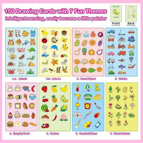 Unicorn Drawing Robot for Kids with150 Educational Cards, Smart Learning Toys Voice Interactive Partner Montessori Painting Toy for Girls Ages 3-8 in Saudi Arabia