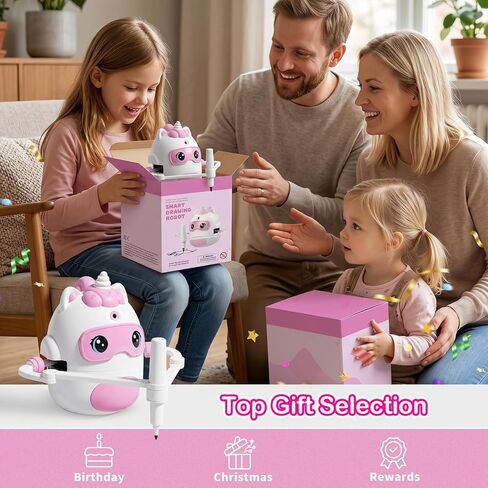 Unicorn Drawing Robot for Kids with150 Educational Cards, Smart Learning Toys Voice Interactive Partner Montessori Painting Toy for Girls Ages 3-8 in Saudi Arabia