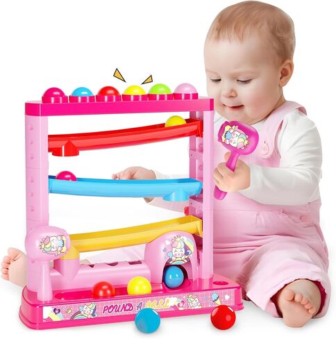 Montessori Toys for 3+ Years Old Kids Girls, Pound A Ball Toys Included 2 Hammer & 12 Balls,Gifts for Girl Age 3+, Interactive Toy for Early Learning Educational Gifts for Girl in Kuwait