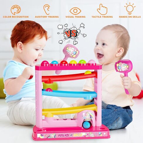 Montessori Toys for 3+ Years Old Kids Girls, Pound A Ball Toys Included 2 Hammer & 12 Balls,Gifts for Girl Age 3+, Interactive Toy for Early Learning Educational Gifts for Girl in Kuwait