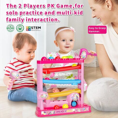 Montessori Toys for 3+ Years Old Kids Girls, Pound A Ball Toys Included 2 Hammer & 12 Balls,Gifts for Girl Age 3+, Interactive Toy for Early Learning Educational Gifts for Girl in Kuwait