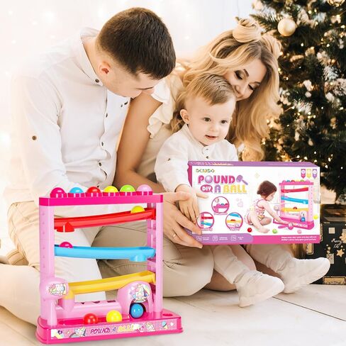 Montessori Toys for 3+ Years Old Kids Girls, Pound A Ball Toys Included 2 Hammer & 12 Balls,Gifts for Girl Age 3+, Interactive Toy for Early Learning Educational Gifts for Girl in Kuwait