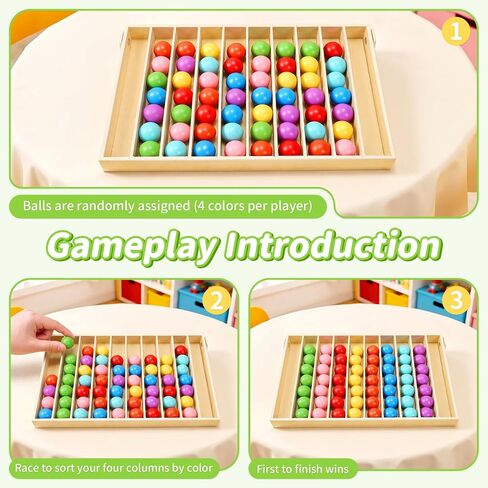 56 PCS Wooden Color Sorting Balls Toy with Storage Box | puzzle colorful ball sorting game, rainbow sensory color matching & return game for kids ages 3+ in Kuwait