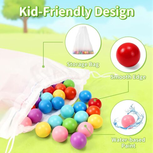 56 PCS Wooden Color Sorting Balls Toy with Storage Box | puzzle colorful ball sorting game, rainbow sensory color matching & return game for kids ages 3+ in Kuwait