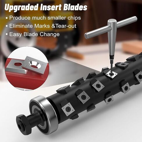 Upgrade 13 Inch Helical Cutterhead for DeWalt DW735 DW735X Thickness Planer | 4‑Row Quiet Efficient Design, Pre‑Installed Bearing, Includes 5 Spare Carbide Blades, Screws & T‑Wrench in Saudi Arabia