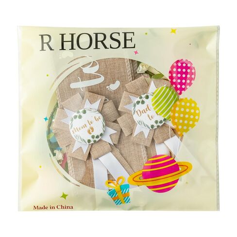 R HORSE 5 قطع من الخيش المحايد للأم لتكون وشاحًا للأب لتكون دبوسًا | ديكورات استحمام الطفل، دبوس وشاح حامل من الأوكالبتوس، يكشف عن الجنس على شكل تاج زهرة، لوازم الحفلات تذكار استحمام الطفل in Kuwait