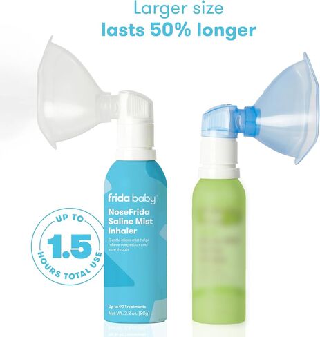 Frida Baby NoseFrida Saline Mist Nasal Inhaler, Babies & Kids, Safe, Gentle | Decongestant Spray for Congestion & Allergy Relief, Soothes Stuffy Nose & Sore Throat, Includes Mask in Saudi Arabia
