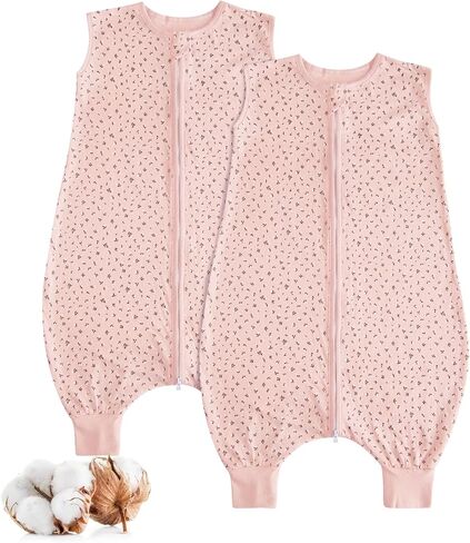SPRINGSPIRIT Toddler Sleep Sack with Feet 2 Pack, 100% Cotton Wearable Blanket for Baby, Baby Sleeping Sack with Legs in Saudi Arabia