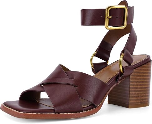 Heels for Women Square Open Toe Ankle Strap Chunky Heel Sandals 2.86 Inch Block Heel Sandals for Women in Saudi Arabia