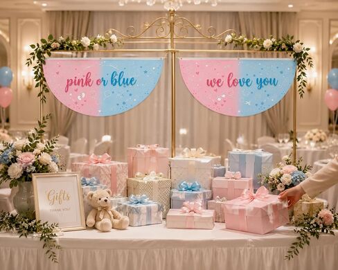 2 Pack Gender Reveal Flag, 3x1.5 FT Baby Shower Party Fan Decorations Gender Reveal Party Wall Decor, Photo Booth Props, Boy or Girl Announcement Party Supplies in Kuwait