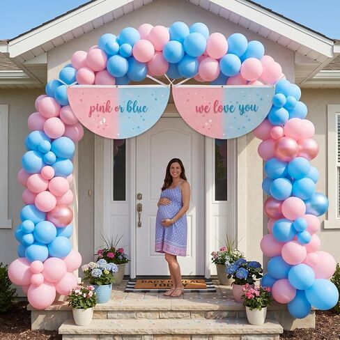 2 Pack Gender Reveal Flag, 3x1.5 FT Baby Shower Party Fan Decorations Gender Reveal Party Wall Decor, Photo Booth Props, Boy or Girl Announcement Party Supplies in Kuwait