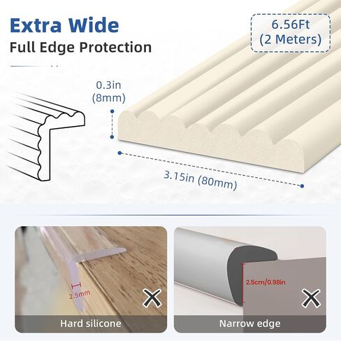 Edge Protector for Baby, Extra Wide Corner Protectors Guards, 6.5' x 3.15" | Foam Padding Furniture Corners & Edges Safety Bumper Edge Cushion for Crib, Wall, Fireplace, Off White in Saudi Arabia
