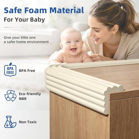Edge Protector for Baby, Extra Wide Corner Protectors Guards, 6.5' x 3.15" | Foam Padding Furniture Corners & Edges Safety Bumper Edge Cushion for Crib, Wall, Fireplace, Off White in Saudi Arabia
